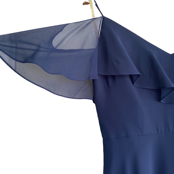 Jenny yoo Navy Blue “mila” cold shoulder formal wedding event bridesmaid gown - Picture 10 of 16